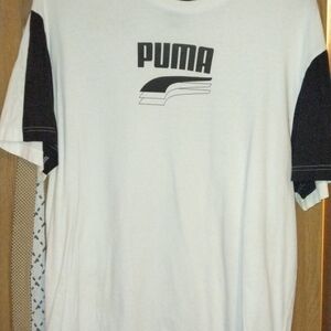Puma Men's Color Block Black and White Short Sleeve Tee - XL